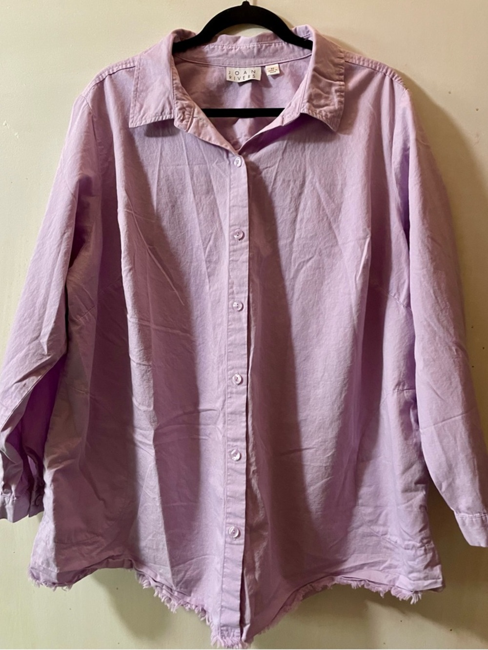 Joan Rivers Lavender Button-Down 100% Cotton Shirt 2X